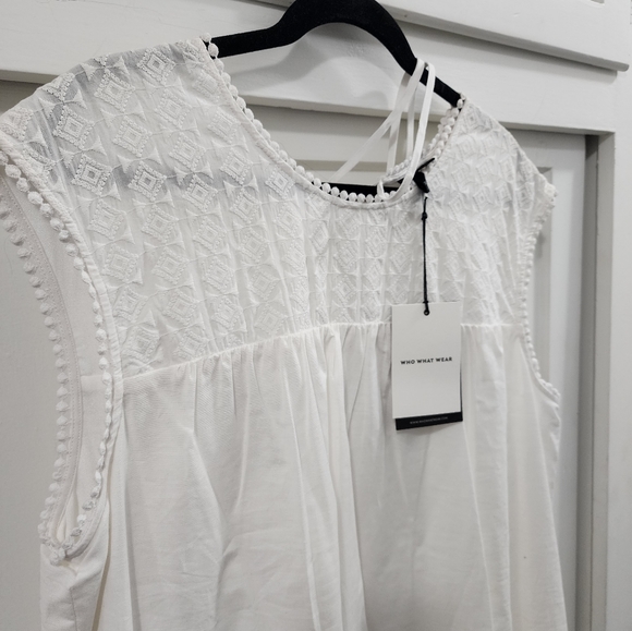 White eyelet lace trim white dress - Picture 7 of 7